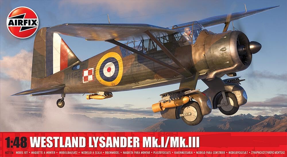 Airfix A07116 Westland Lysander Mk I Mk III Model Kit Unpainted, Paints and Glue Sold Separately