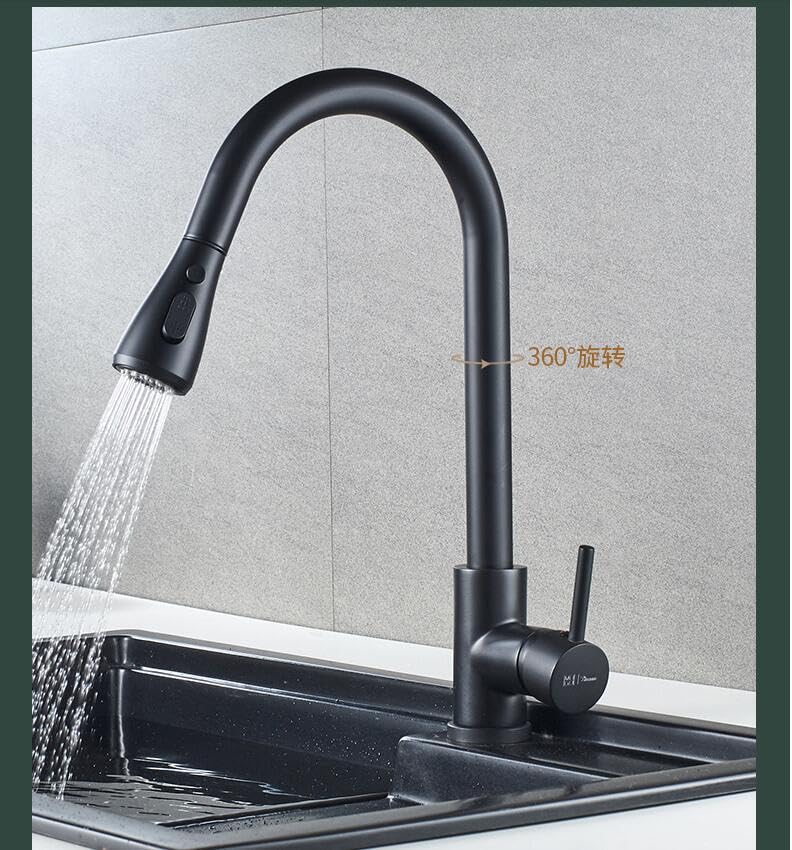Mitigeur de cuisine argenté robinet extractible pivotant monotrou d'eau - 3
