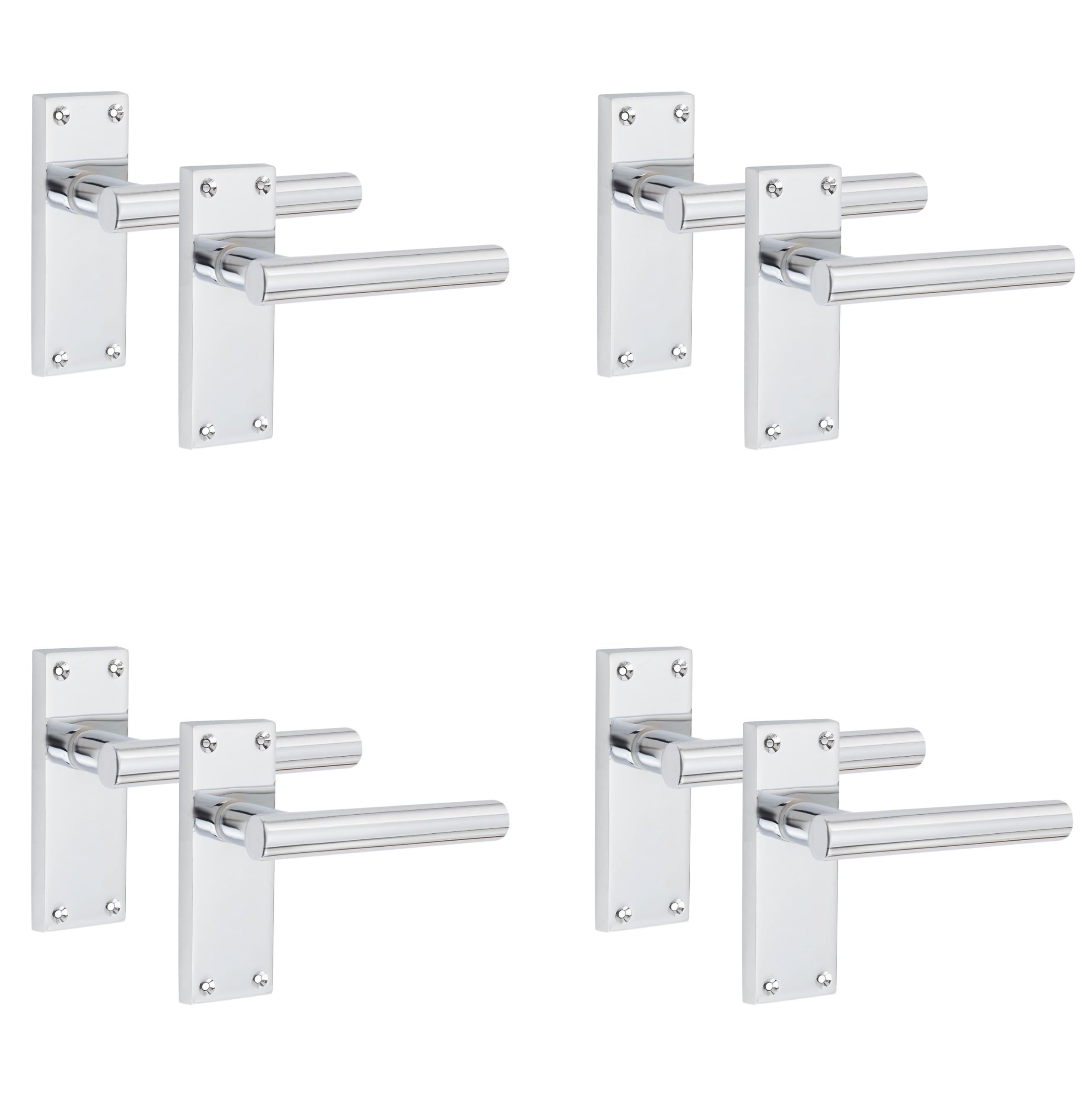 Golden Grace Victorian Straight T-Bar Latch Handle Set Silver Polished Chrome 120 X 40Mm 4 Pack