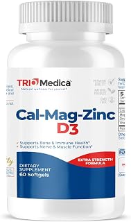 Cal-Mag-Zinc D3 Dietary Supplement (Calcium Magnesium Zinc & Vitamin D3) | Immune, Bones & Teeth Support | Non-GMO | Vegan | Gluten Free | Dairy Free | Kosher | 60 Softgels | (60 Count (Pack of 1))