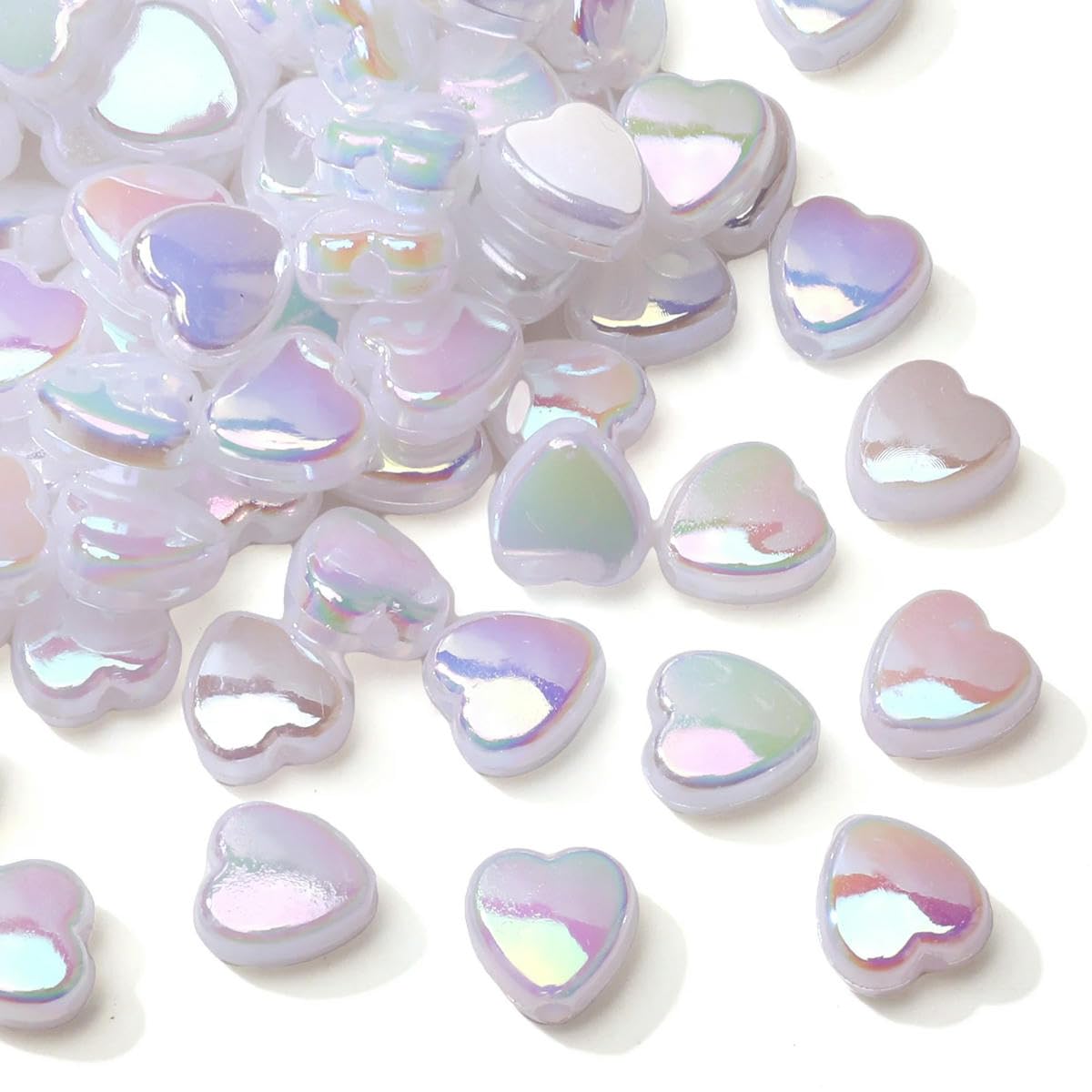 HUIOYG 100Pcs 8×9mm Acrylic Heart Beads Loose Spacer Beads for Handmade Jewelry