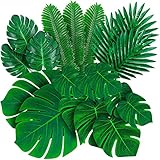 HanYun 84 Stück 6 Arten Künstliche Palmenblätter Deko, Tropische Palmblätter Monstera-Blätter blätter deko für Hawaiian deko Party Dschungel deko Dschungel Geburtstag Deko