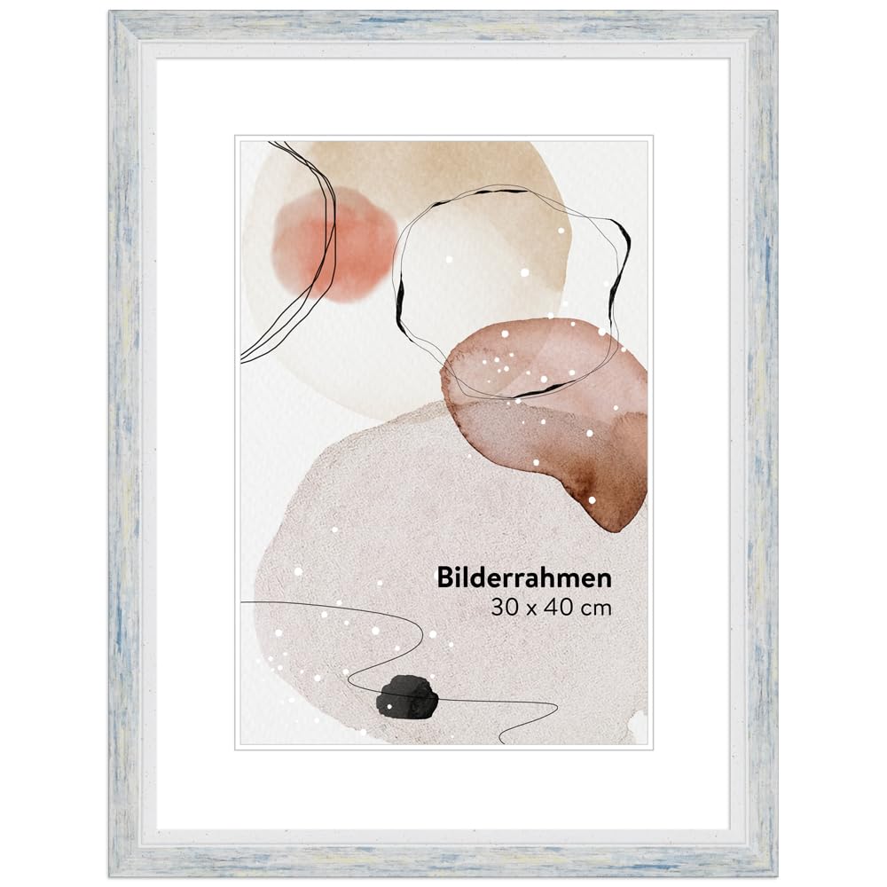 WANDStyle Bilderrahmen 40x50 Blau, moderner Bilderrahmen Holz 40x50 cm | Hochwertiger Holzbilderrahmen, Posterrahmen zum Aufhängen, Rahmen 50x40 cm, Fotorahmen H490 - Made in Germany