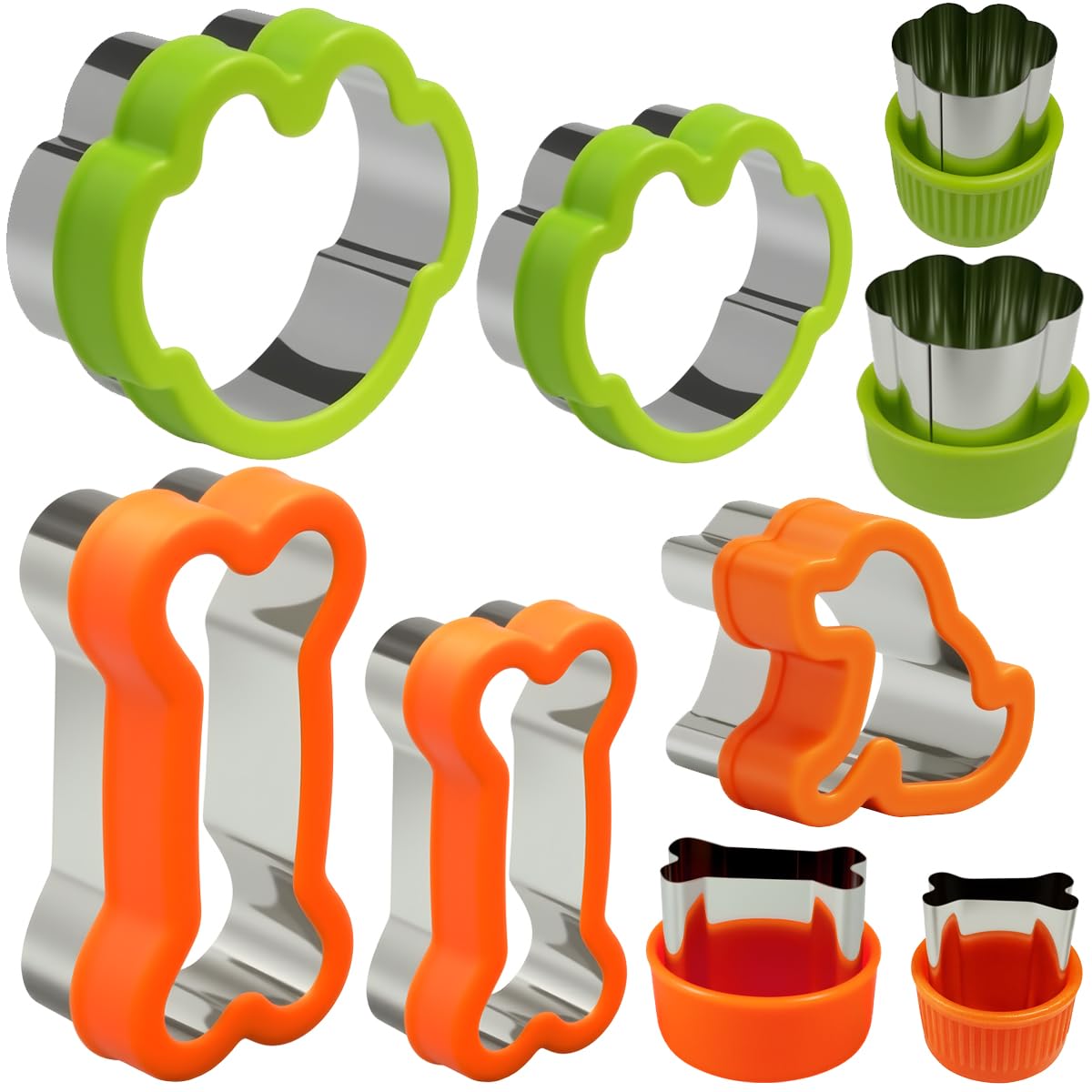 Photo 1 of Dog Cookie Cutter Set, 9 Pieces - Bone, Paw Print, Puppy Shape Cookie Mold, Stainless Steel Dog Treats Biscuit Cutters with Plastic Cover, Assorted Sizes