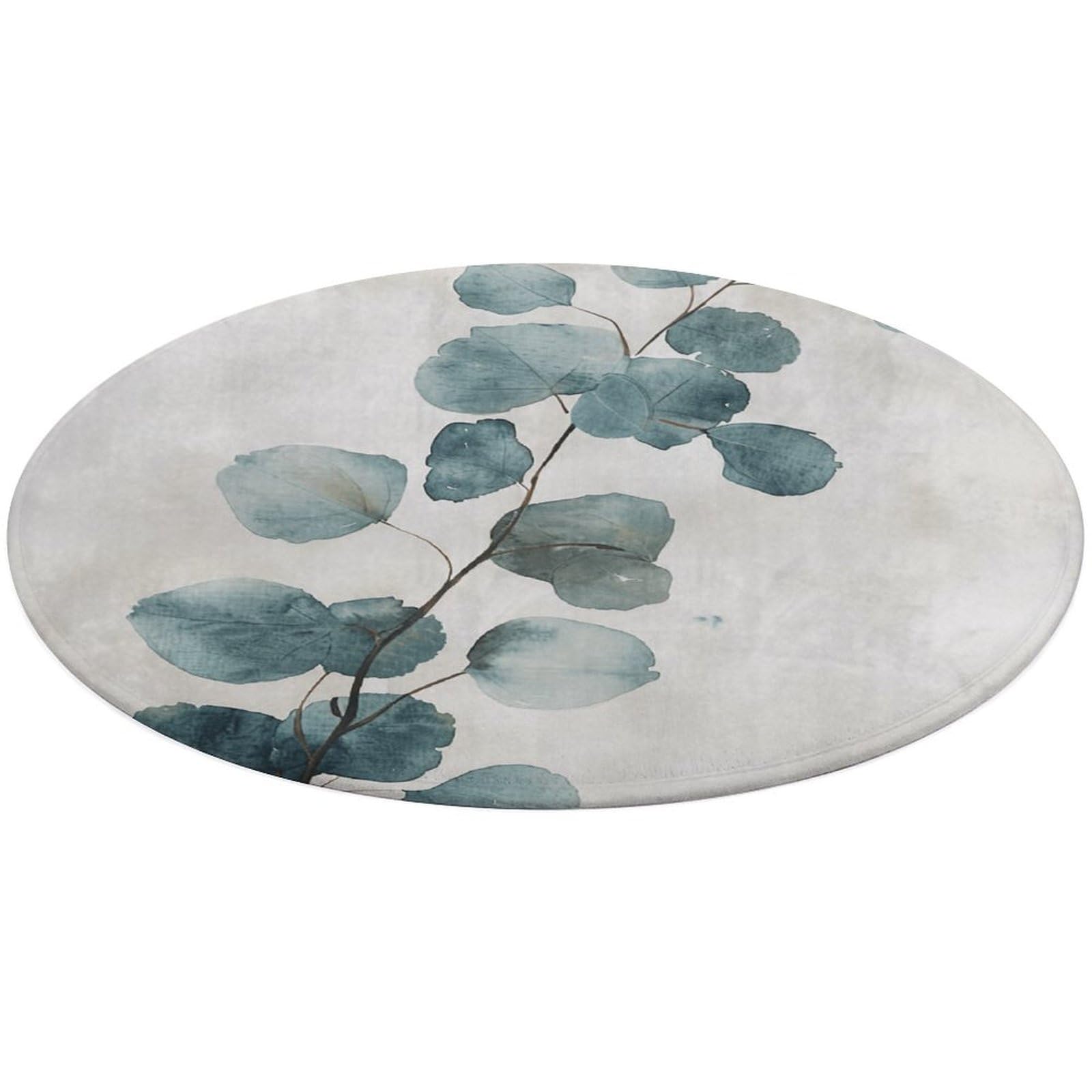 Tapis rond antidérapant eucalyptus vert lavable pour chambre et bureau