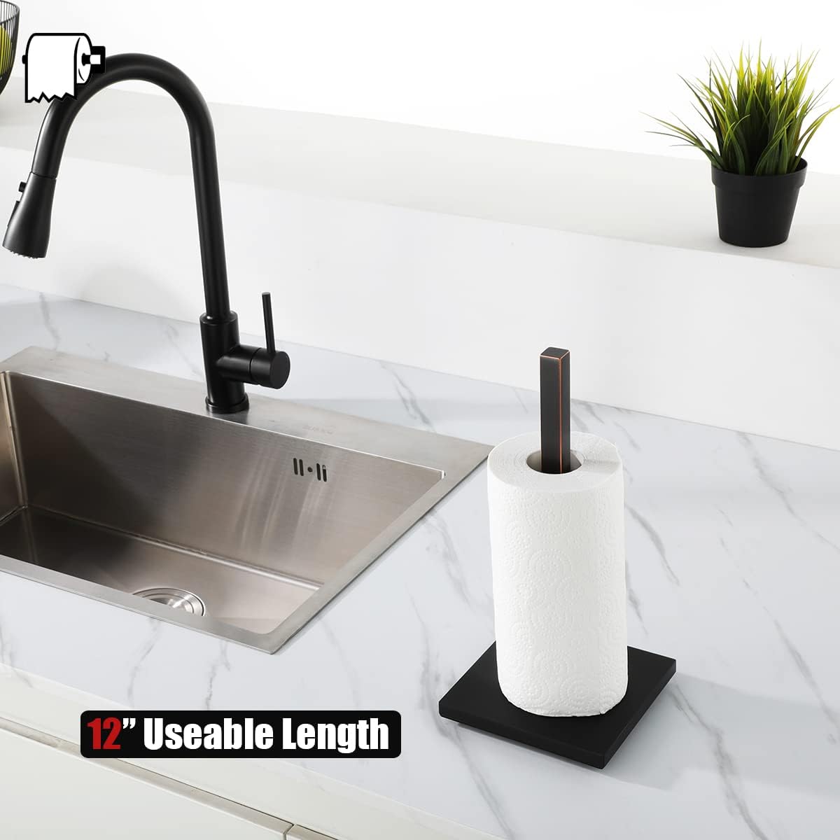 JQK Paper Towel Holder Stand Oil Rubbed Bronze, 304 Stainless Steel Kitchen Free Standing Countertop Paper Towel Dispenser Fits Standard and Jumbo Size, PTH240-ORB