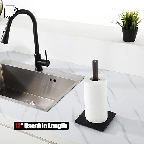 Miniatura 5 de JQK PTH240-ORB - Soporte para toallas de papel, bronce aceitado, acero inoxidable 304, dispensador de toallas de papel para encimera de cocina, se