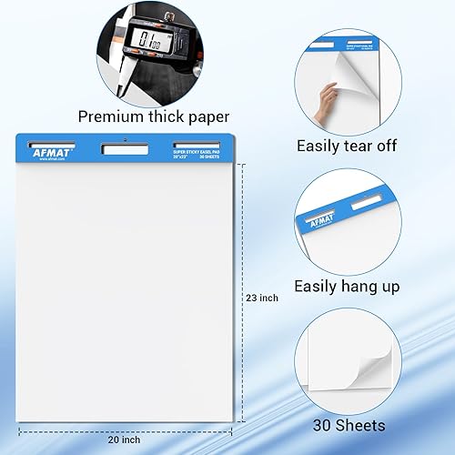 Miniatura 5 de AFMAT Almohadillas adhesivas de caballete, 20 x 23 pulgadas, papel para profesores, súper pegajosas y resistentes a las manchas, papel de caballete