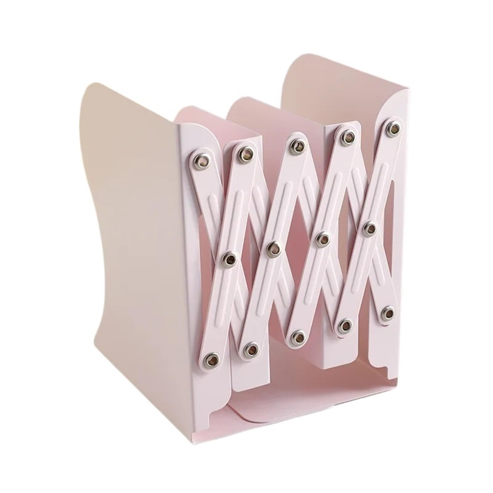 Bookends Adjustable Desktop Iron Bookends Book Stand Bookend Art Non Slip Rack Shelf Holder Stationery Office Accessories(Pink15x19cm)