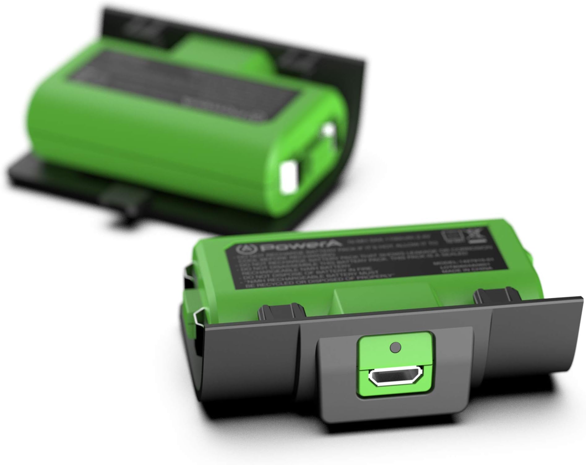 PowerA Play & Charge Kit for Xbox Series X|S and One Wireless Controllers, Compatible with Xbox Charger Dock, 2 x Rechargeable Batteries with LED Indicators, 4 x Battery Doors - Black & Green