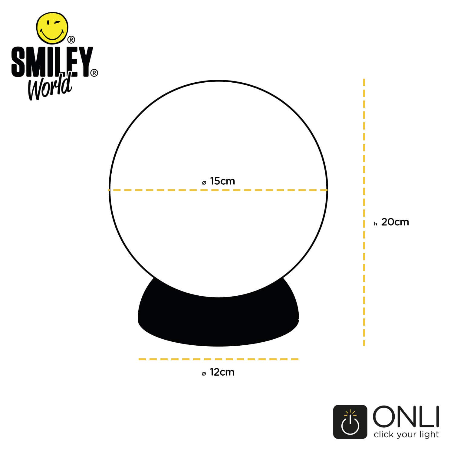 ONLI - Lumetto Smiley World BIRBO giallo con lampadina LED
