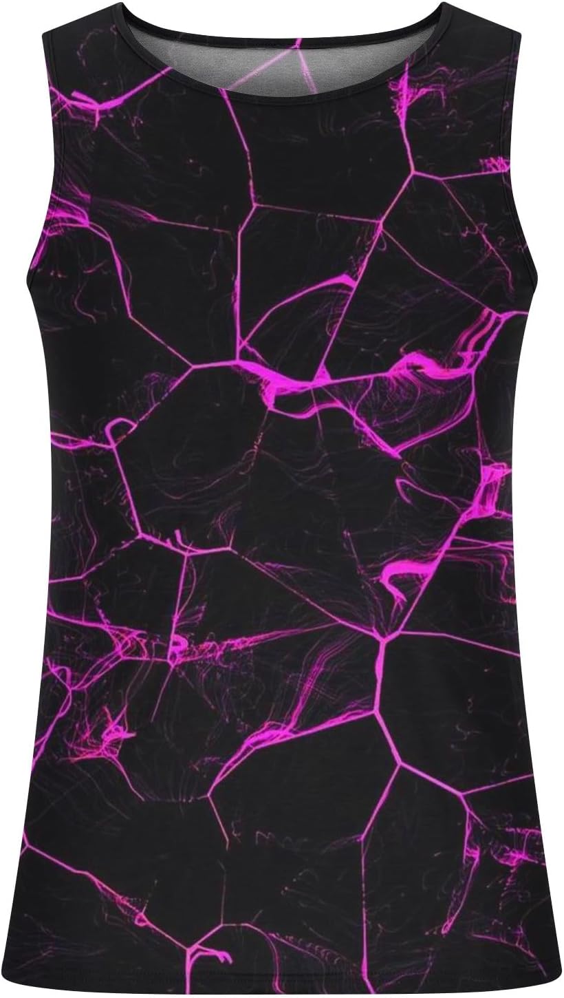 Men Sleeveless Shirts Casual Beach Tank Tops Crewneck Shirt Top Colorful Lightning Printed Contrasting Workout Athletic Shirt