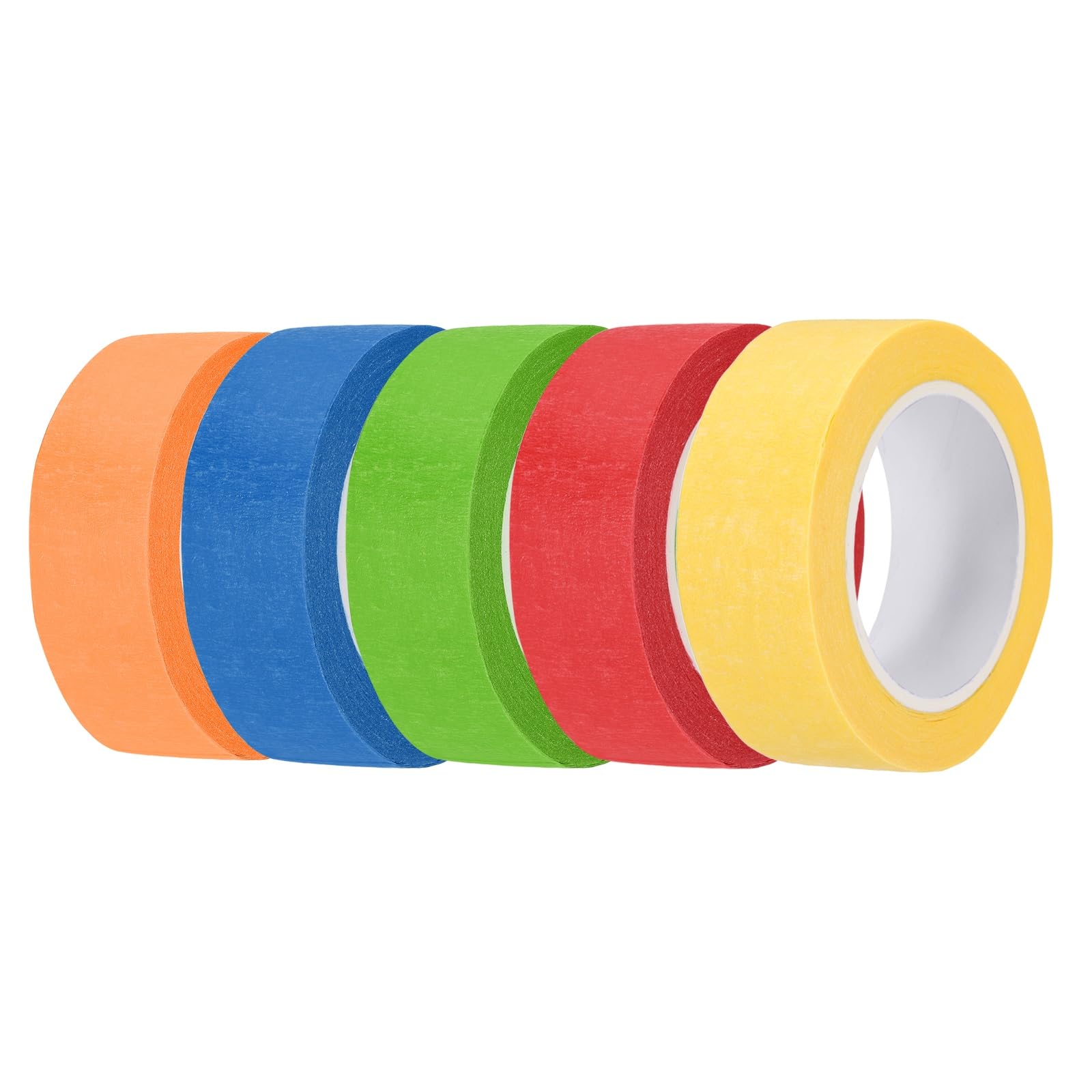 sourcing map 5pcs 13/16" x 11 Yard Colored Masking Tape Universal Crepe Paper Colorful Masking Painter Tape for Art Drawing DIY Handcraft Sealing, Dark Blue Green Red Yellow Orange