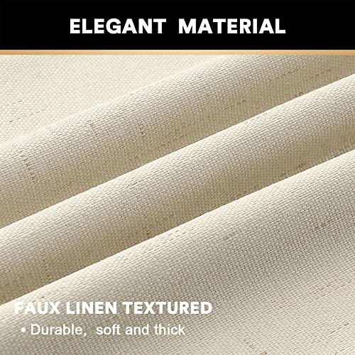 Image of PrinceDeco Linen Texture Curtains 100% Blackout Curtains 64 inch Long 2 Panels Set Full Blackout Linen Curtains with Thermal Insulated Liner Noise Reducing, 42 inch Wide,64 inch Length,Bleached Sand