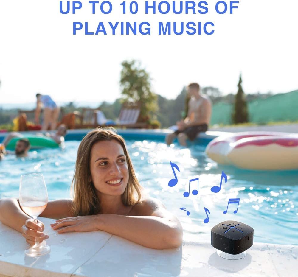 Onforu Shower Speaker, Bluetooth Waterproof Speaker with Suction Cup, Portable Wireless Bathroom Speaker with Stereo Sound, Built-in Mic, 10H Playtime, Mini Speaker for Christmas Outdoor Kitchen Pool