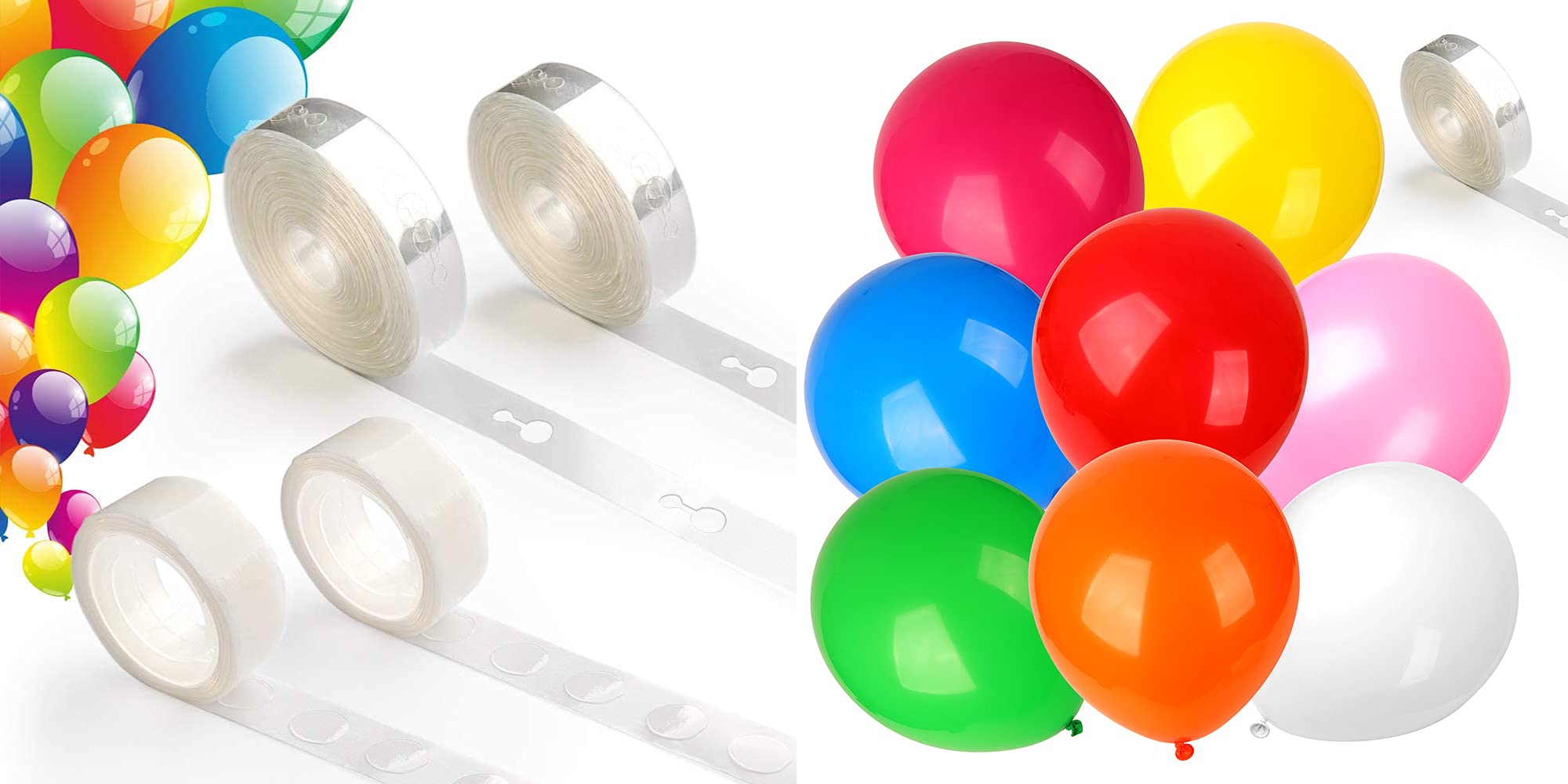 CoogamBalloons Garland Arch Strip Kit 100Pcs Rainbow Latex Balloon + Balloon Arch Garland Decorating Strip Kit, 64 ft Ballon Tape Strips and 200 Dot Glue