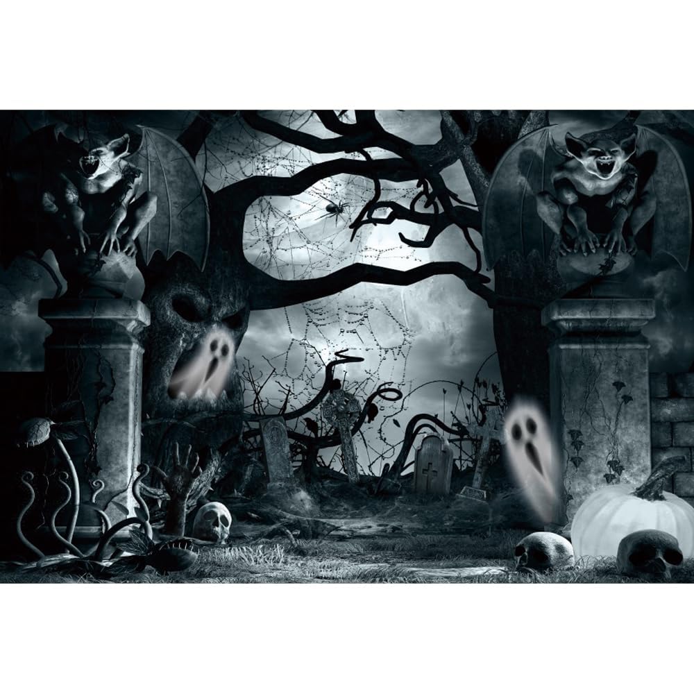 Amazon | Renaiss 7x5フィート 吸血鬼の墓地背景 お化けの幽霊