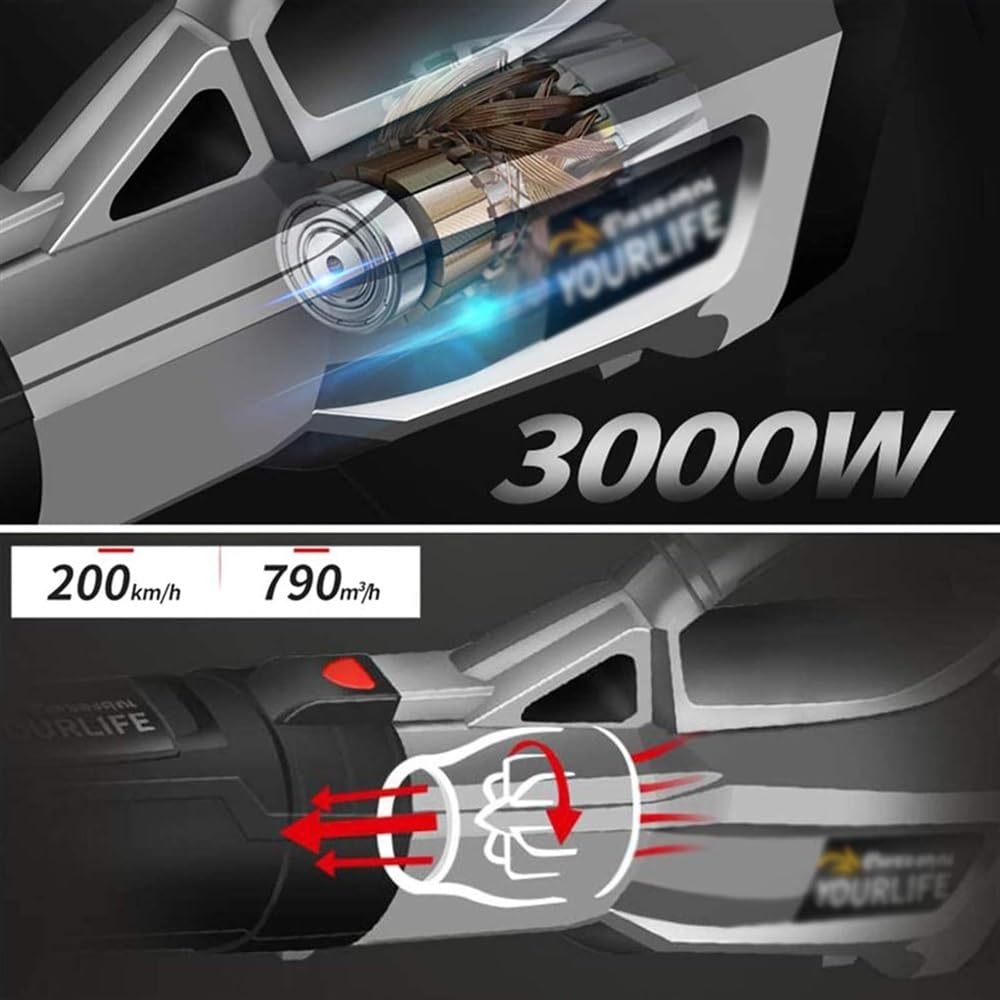 Dmuchawy Przewodowe urządzenie do zamiatania liści o mocy 3000 W. Zmienna prędkość Ręczny odkurzacz do liści. Lekkie, elektryczne narzędzie ogrodnicze. Zamiatarka z napędem. (Material : 15m Wire)