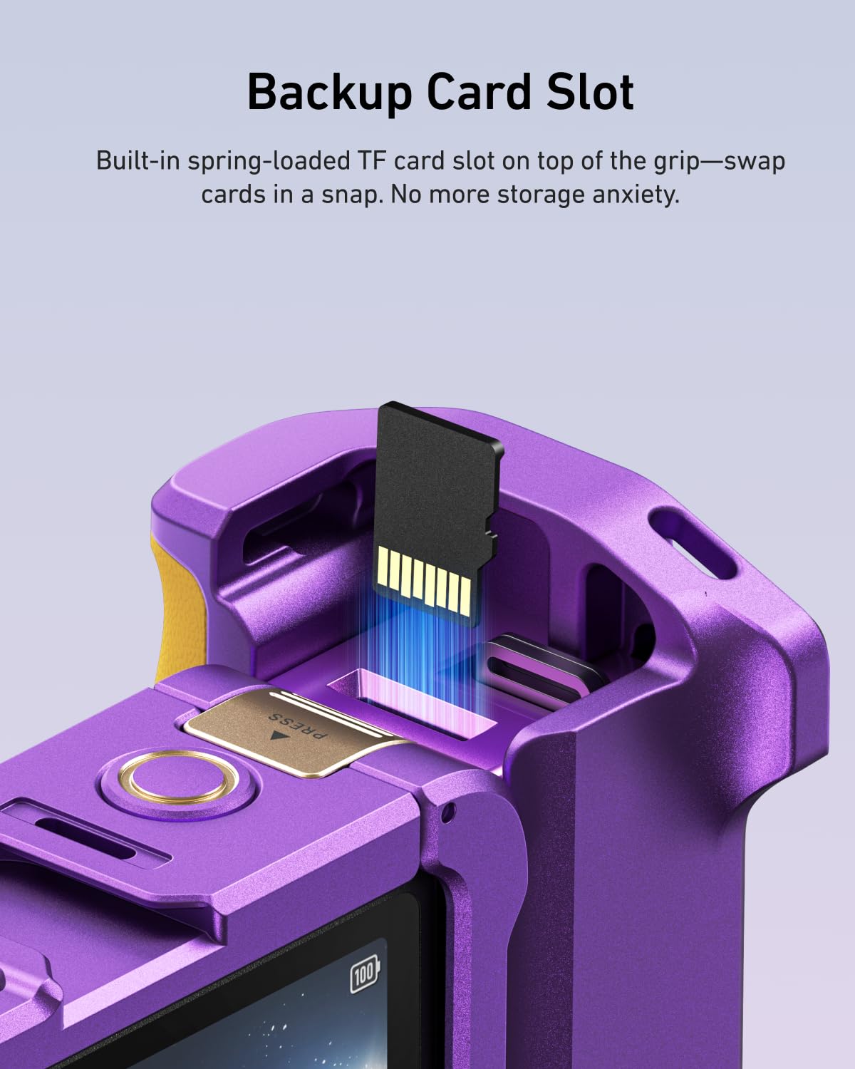 TELESIN Street Grip Kit per DJI Osmo Action 6 Viola Edizione Limitata | Gabbia Metallica Rabbit | Impugnatura con Pulsante a Bilanciere | Lega di Alluminio | Slot TF di Backup |Accesso Rapido Batteria