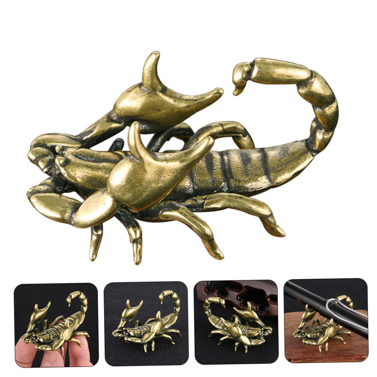 Ciieeo Stiftablage Walnuss 4 Stück Stift Ruhen Desktop- -Dekoration Armaturenbrett Dekorationen Feng-Shui-Statue Mini- Bürogeschenk Bürodeko Stifthalter Aus Messing Handwerk Aus Messing Golden