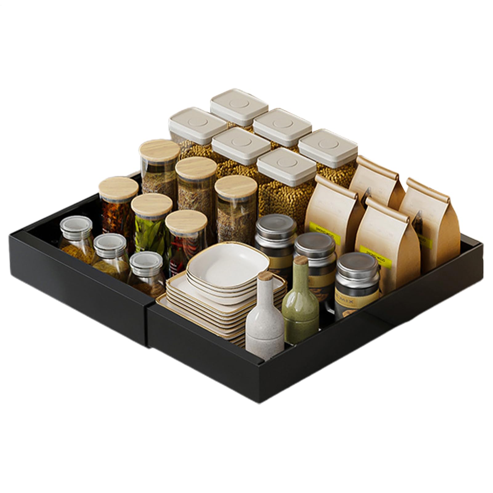 Organizer Sottolavello Robusto Cestello Estraibile Senza Foratura | Ripiano Estraibile per Armadietto Sottolavello per Cucina Bagno Dispensa Armadi Mobili Ripiani Portaoggetti