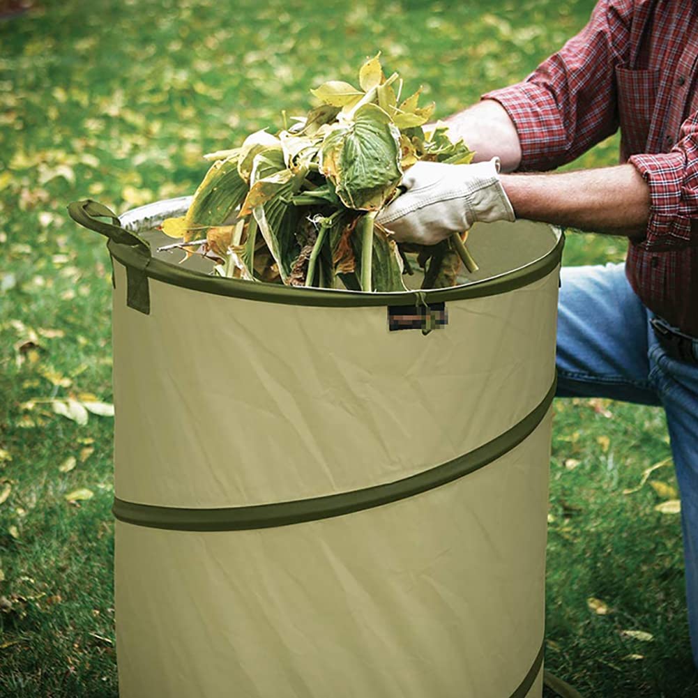 Sacco per rifiuti da giardino con 3 manici, 2 sacchi per rifiuti da 113 l/30 gal, sacco da giardino con tasche di stoccaggio, resistente agli strappi, robusto e pieghevole