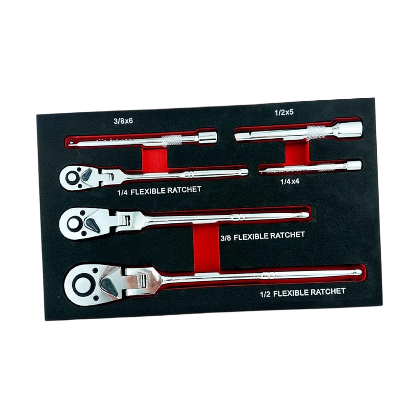 Head Ratcheting Wrench 6PC Reversible Design with Extension for Compact Space Optimization Steel Ratcheting Wrench