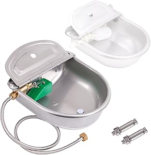 1.2 Gal Extra Large Automatic Dog Waterer Bowl with Brass Float Valve Auto Fill Livestock Waterer Trough for Cattle Horse Pig Goat Sheep Animal Outdoor Water Dispenser