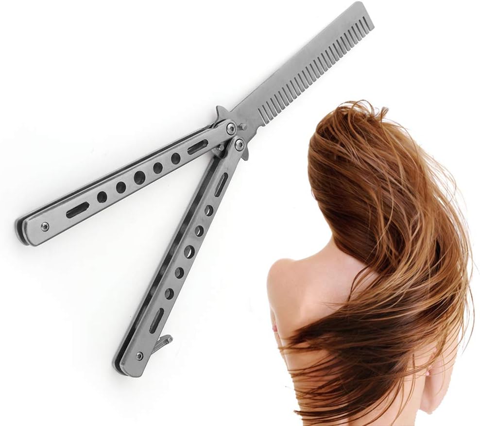 Nеw Dеаl Butterfly Stainless Steel Training Practice Hair Comb Tool, Trainer with Sure Spring Latch Folding Practice, Strong and Durable Gifts for Men,Boys, Training, Set of 3