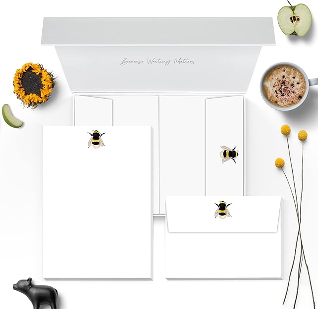 Me Loovely Bumble Bee Letter Writing Paper and Envelopes A5 Size Letters Papers Stationery Supplies for School Home & Office | Christmas Gifts (Pack of 40)