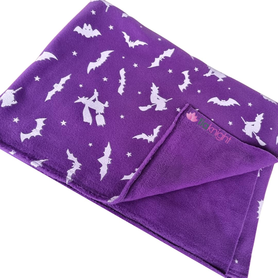 Tia Knight Witches & Bat- Purple Double Sided Polar Fleece | Halloween Blanket Winter Throw (Witches & Bat- Purple)