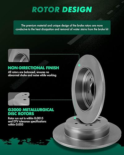 Miniatura 1050 de SCITOO Juego de 2 frenos de freno ranurados traseros para Chrysler Town & Country, 08-16 para Dodge Grand Caravan, 09-13 para Dodge Journey, 12-15