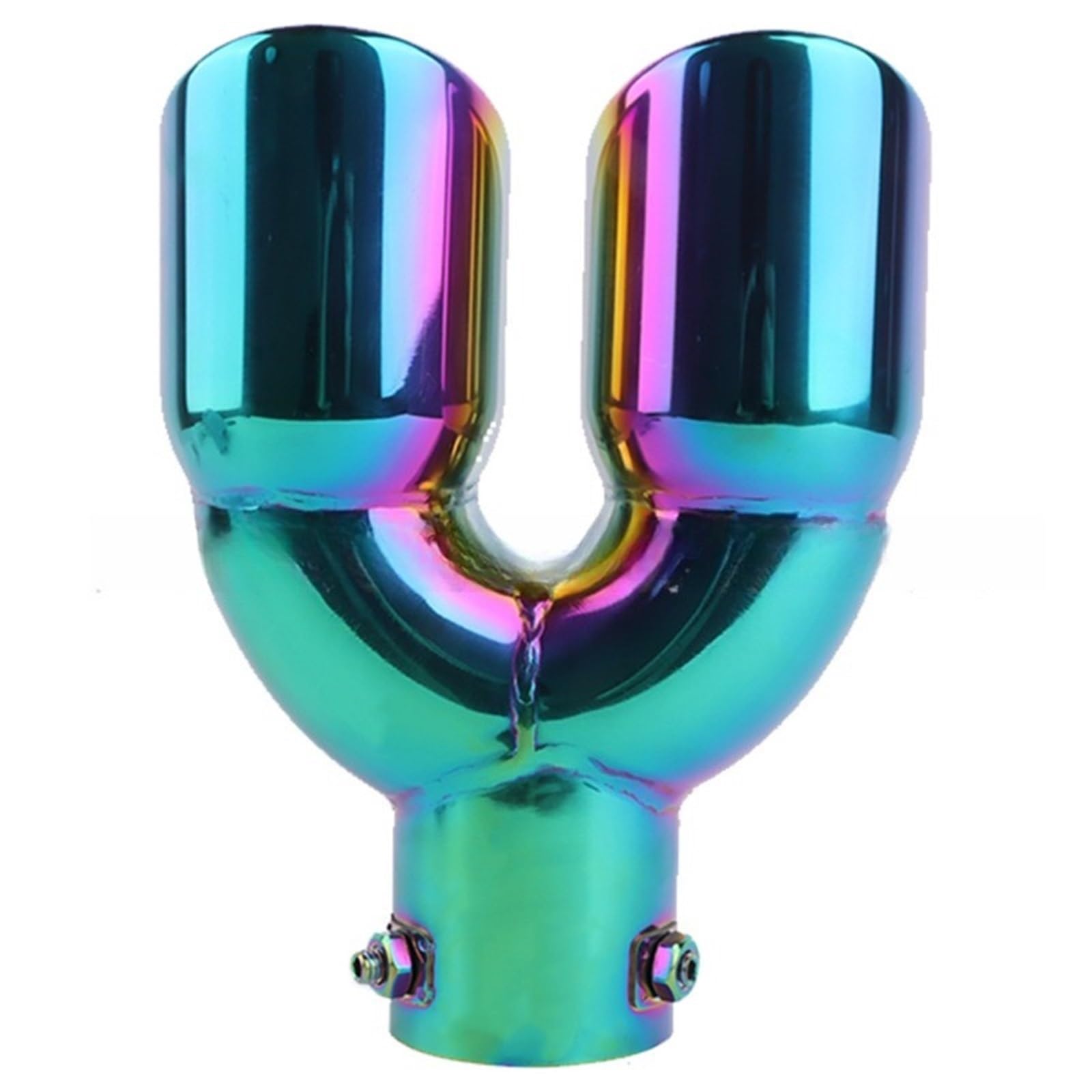 Car Silencer Universal Car 63mm końcówka rury wydechowej wlot stal nierdzewna podwójny wylot tłumik samochodowy ogona przykręcana(B-Blue-1pcs)