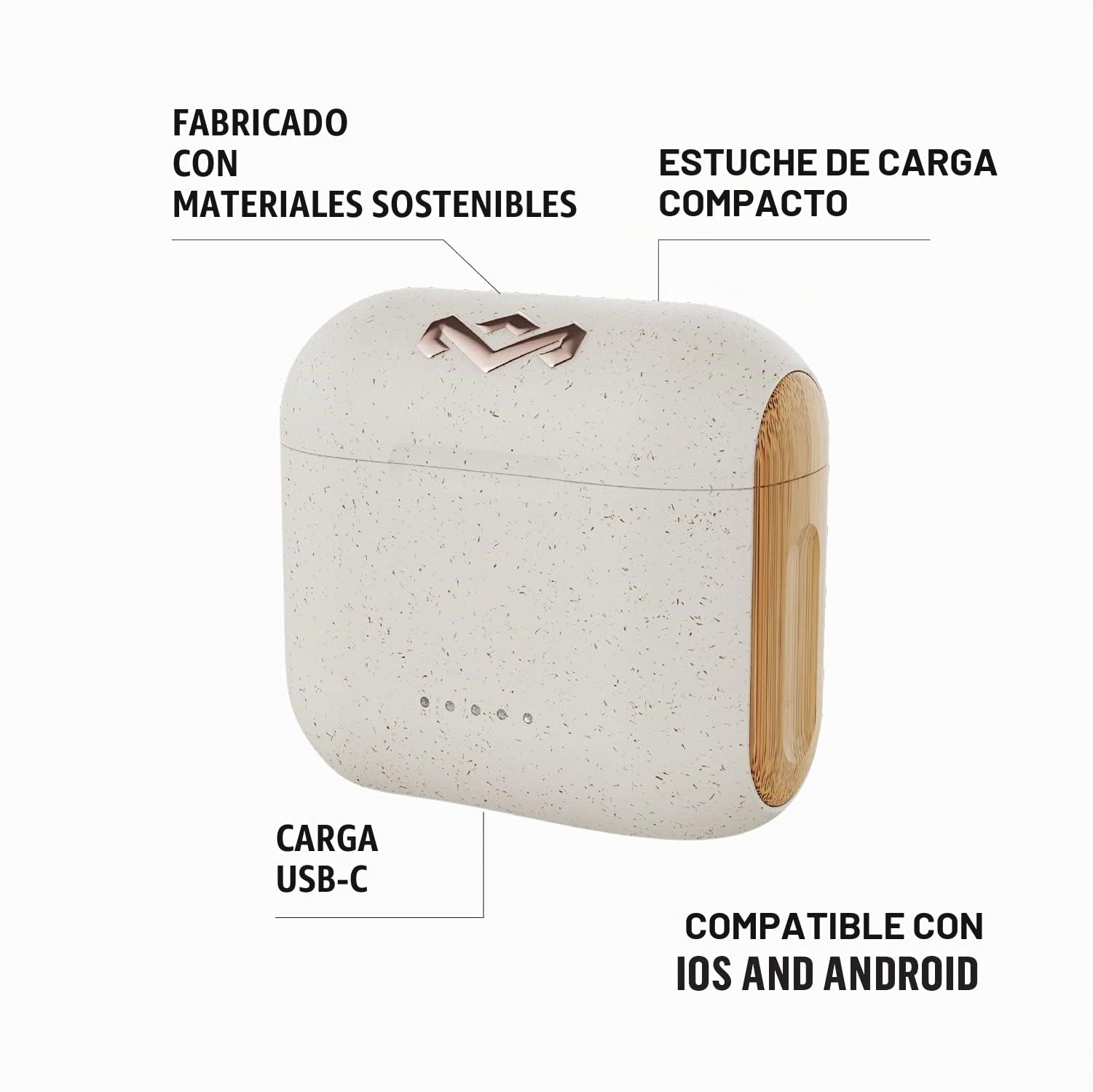 Marley Rebel Earbuds - Funciones de Audio inalámbricas, Recargables y Control táctil, 30 Horas de Tiempo de Reproducción con Estuche Elegante y portátil, Cream