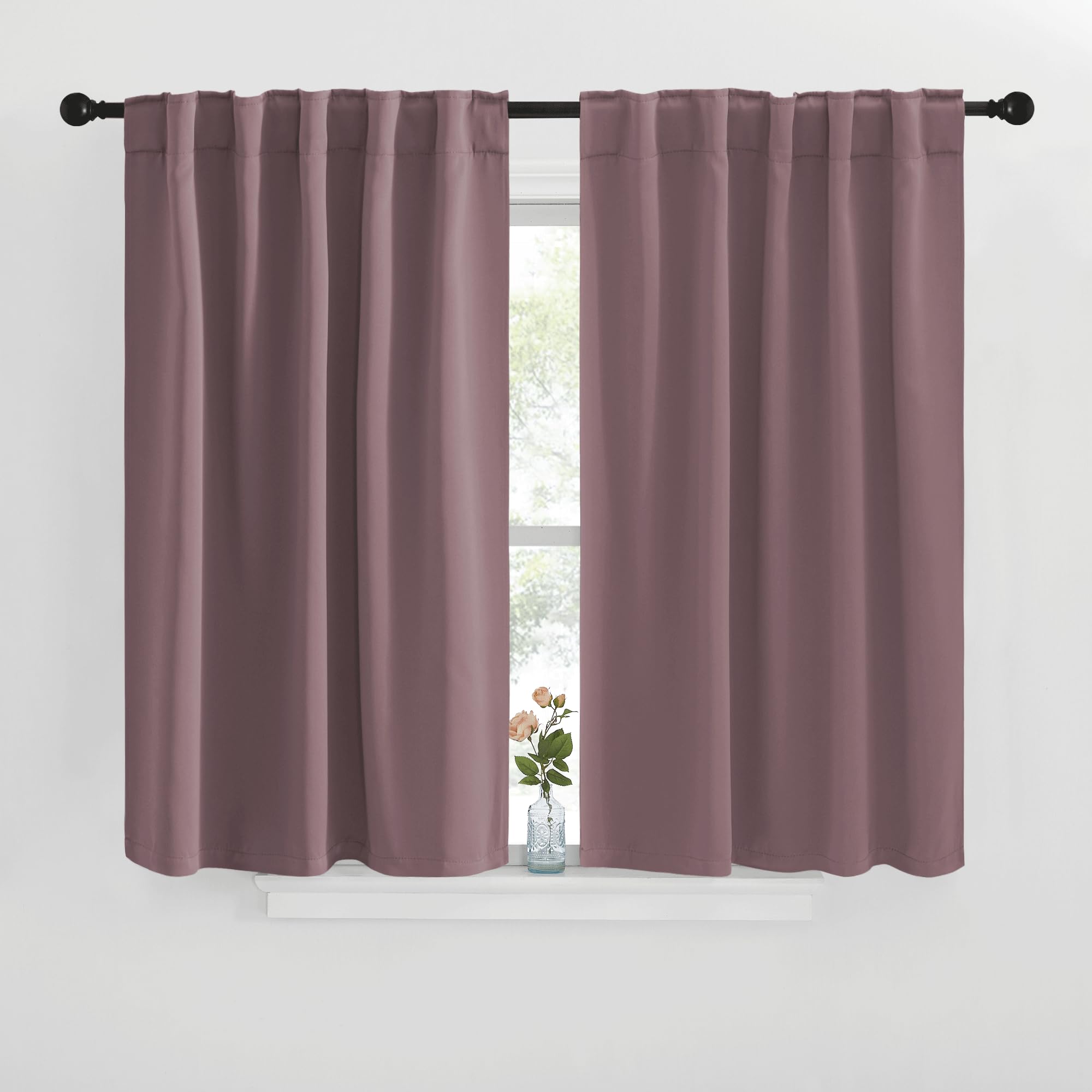 NICETOWN Blackout Curtain Panels for Living Room - (Dry Rose Color) 42x30 inch, 2 Panels Set, Room Darkening Blackout Drapes for Window