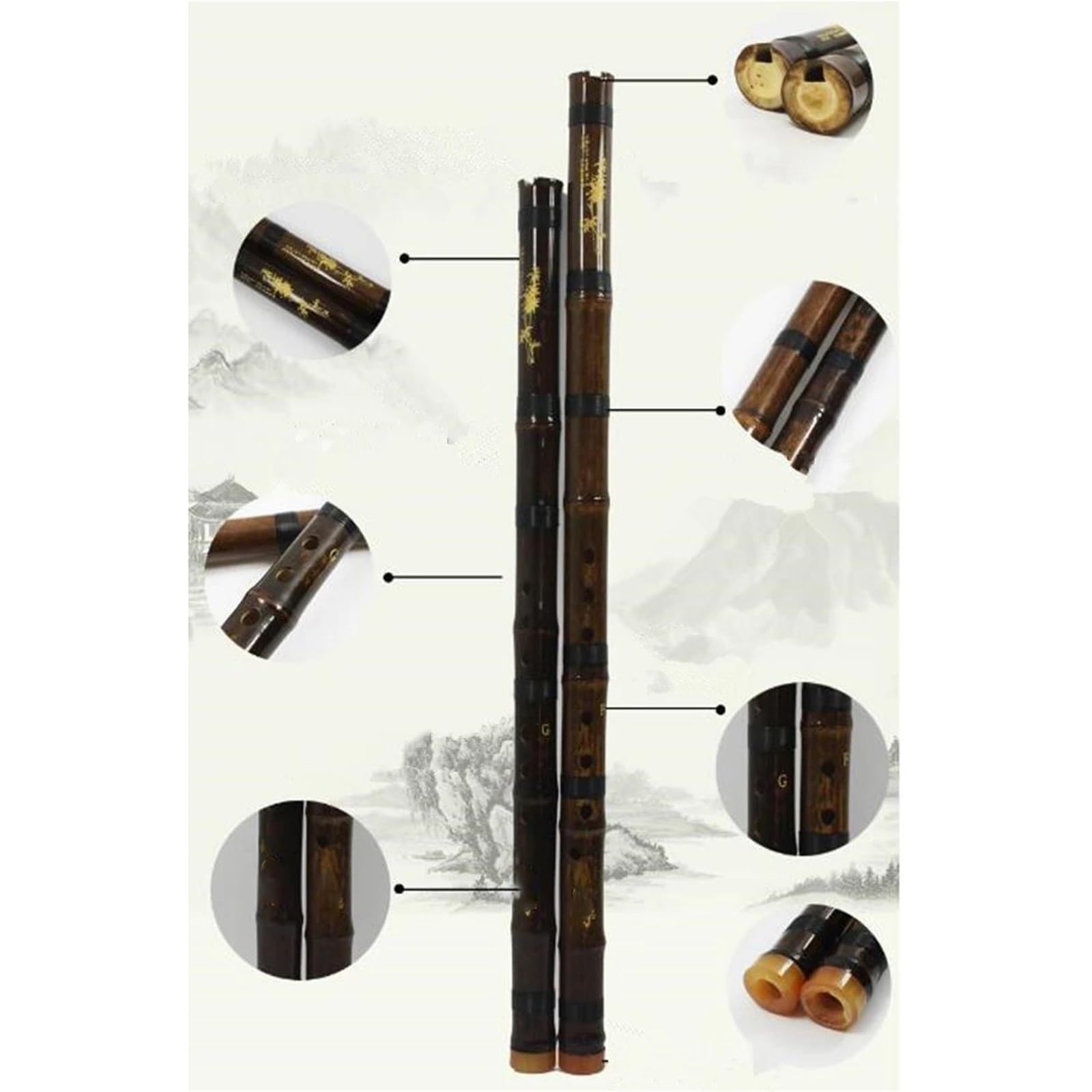 Bambusflöte Professionelle Lila Bambusflöte Vertikale Shakuhachi Klassisches Traditionelles Musikinstrument Bambusflöte(G)
