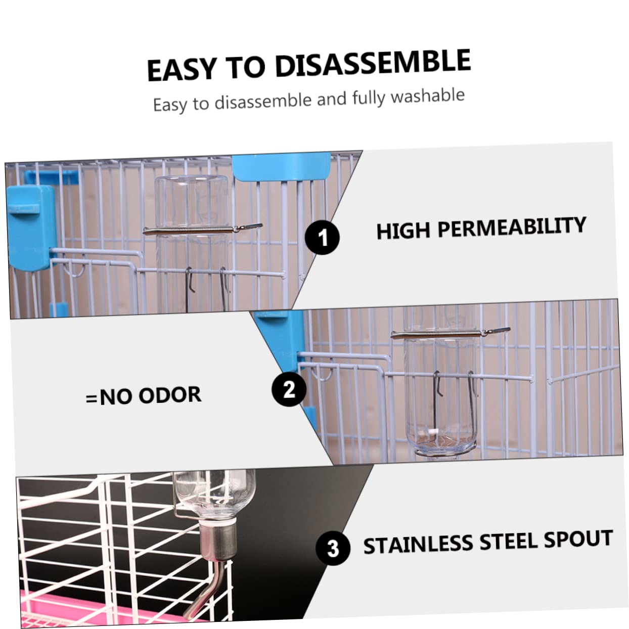 BESPORTBLE 3 Set Di Fontanelle Portatili Per Animali Domestici Silenziose Facili Da Installare Dispenser Dacqua Sospeso Per Criceti Cincillà Porcellini Dindia 2 Pezzi * 3