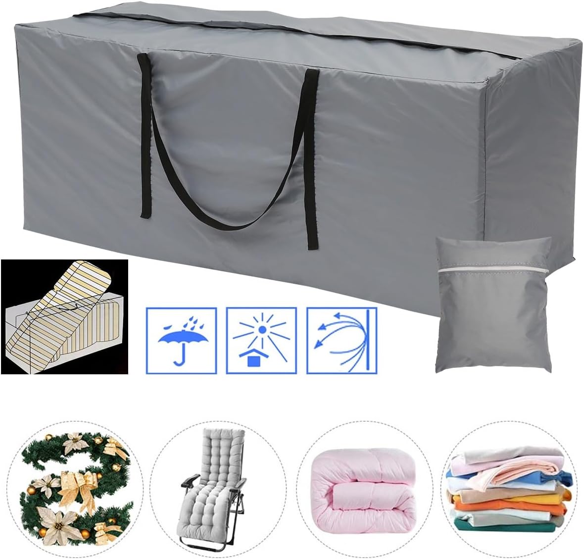 Waterproof Oxford Cloth Heavy Duty Outdoor Furniture Cushion Storage Bag Travel Organizer Bags