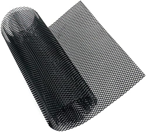 Modengzhe 40 x 13 inch Car Grill Mesh Sheet, Black Painted Aluminum Alloy Multifunctional Grille Mesh Roll, 4 x 8 mm Rhombic-Shape Grids