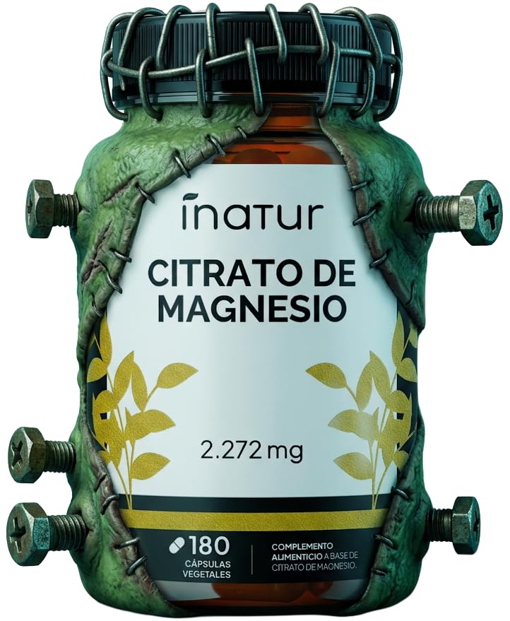 Citrato de Magnesio 2272 mg – 180 Cápsulas con 375 mg de Magnesio Puro | Magnesio para Cansancio, Músculos y Energía | Inatur