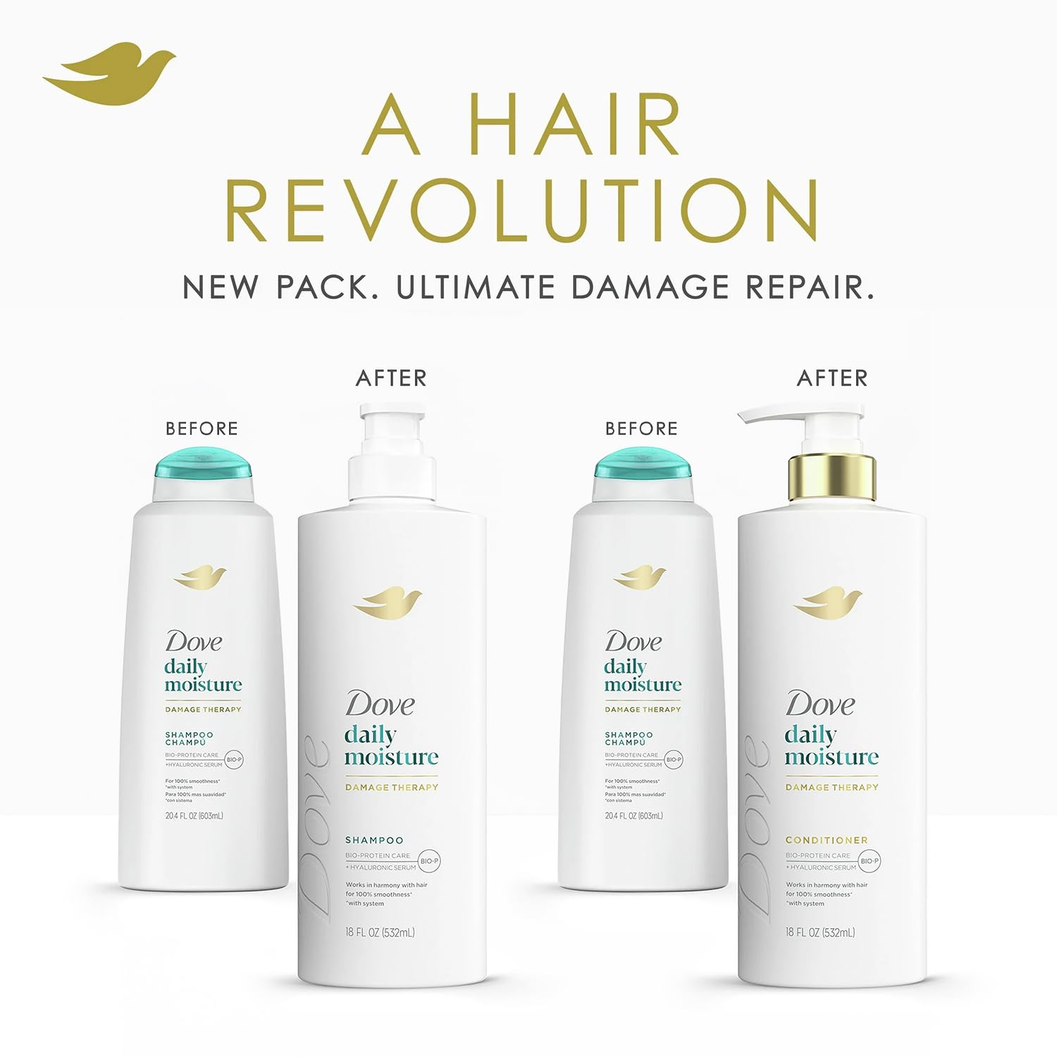 Dove Daily Moisture Shampoo & Conditioner Set with Hyaluronic & Moisture 10-in-1 Serum Mask – Deep Hydration for Smoothing & Revitalizing Dry Hair (3-Piece Set) - Image 3