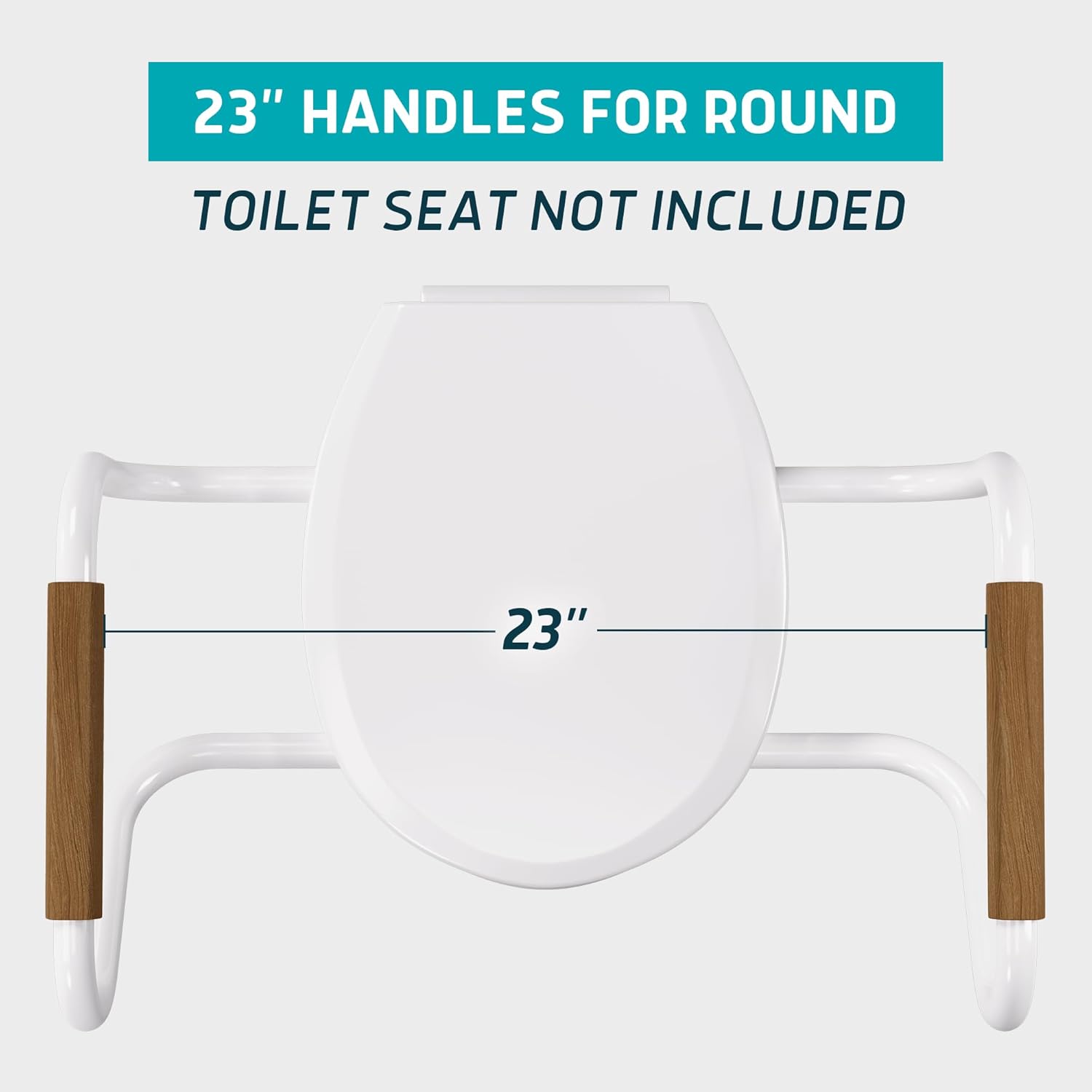 Lunderg 23" Handrails for Round Raised Toilet Seat - Raised Toilet Seat Not Included - Extra Sitting Space