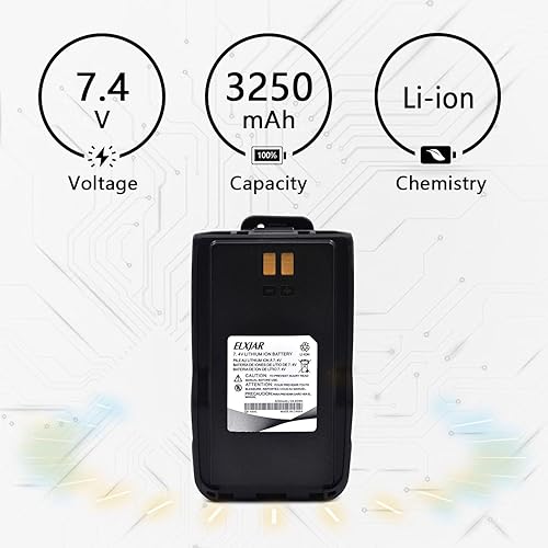 Miniatura 3 de elxjar Paquete de 2 baterías de repuesto 7.4V 3250mAh QB-44HL para AnyTone AT-D878UV Plus D878UV D868UV D858, BTECH DMR-6X2, Radioddity GD-AT10G