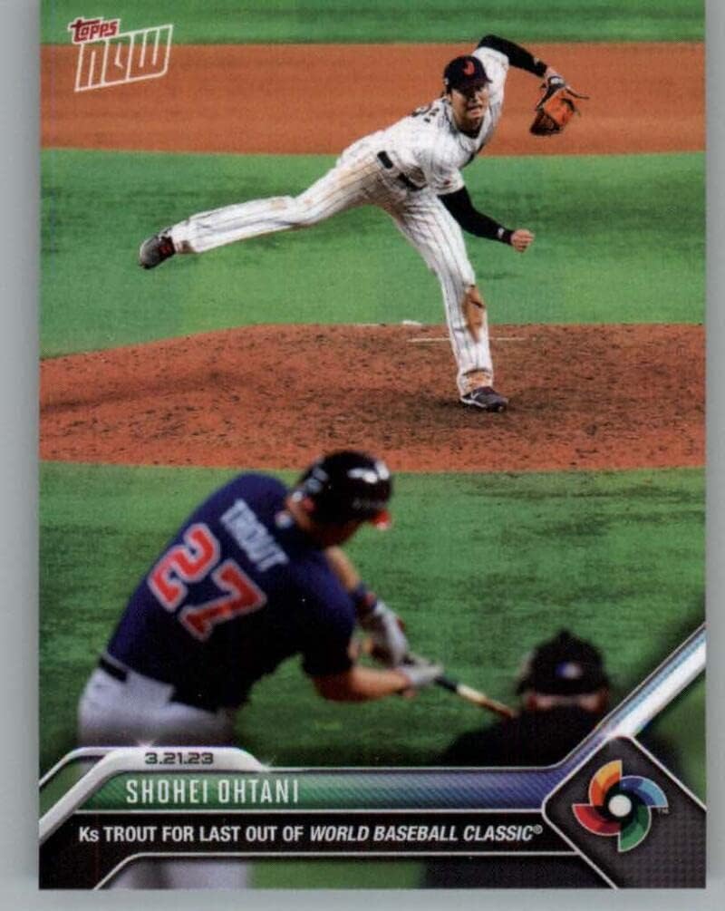 2023 Topps NOW World Baseball Classic WBC #WBC-71 Shohei Ohtani STRIKES OUT MIKE TROUT TO WIN CHAMPIONSHIP MLB Baseball Trading Card Los Angeles Angels