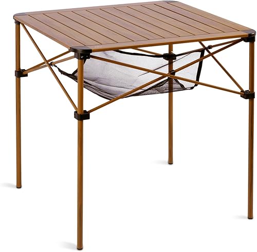 iClimb Mesa ligera y estable de aluminio plegable cuadrada enrollable con bolsa de transporte para acampar, picnic, patios traseros, barbacoa,