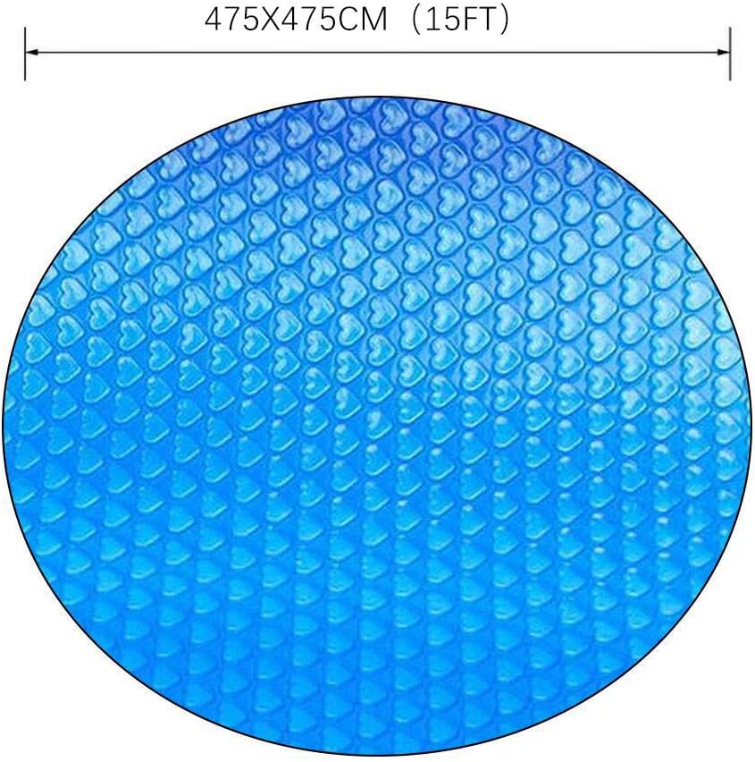 Solar Cover for 8/10/12/15ft Diameter Easy Set and Frame Pools Round Pool Cover Protector Foot Above Ground Blue Protection Swimming (15ft)
