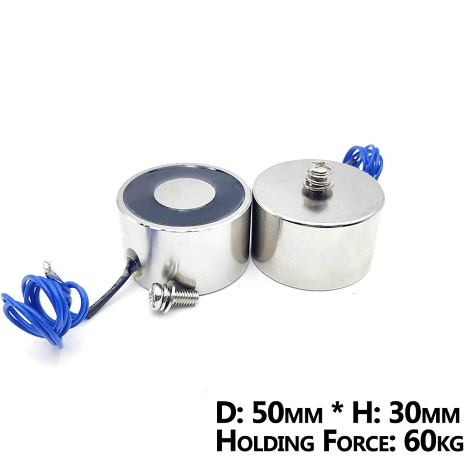 Elettromagnete 50/30 DC 6 V 12 V 24 V magneti elettrici cilindrici 60 kg/600 N ventosa solenoide elettromagnetica forte 1 pezzo (DC 12 V)