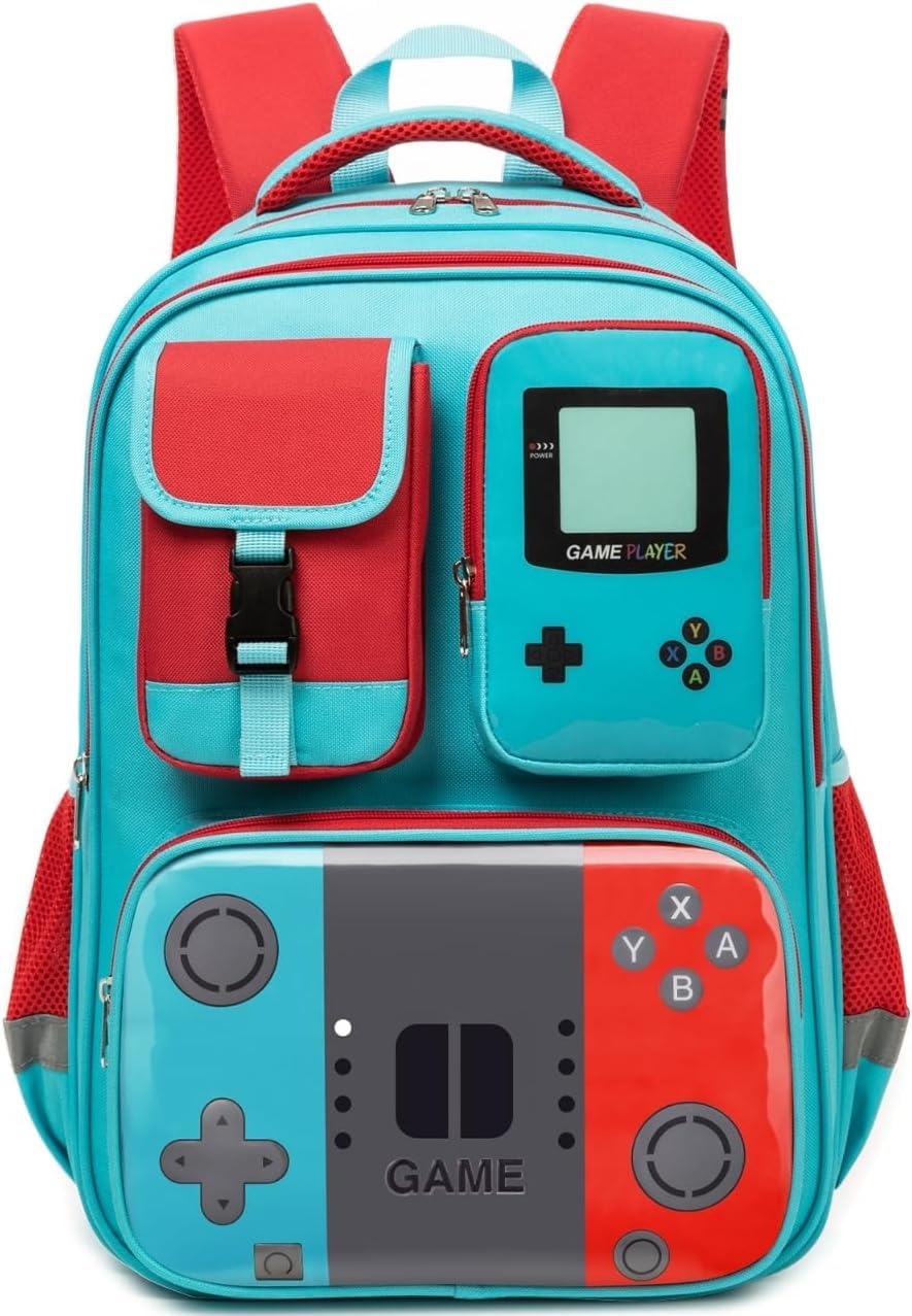 Beaulyn Mochila escolar Gamer para niños y niños, mochila de viaje para estudiantes de primaria y secundaria para 6-18 años