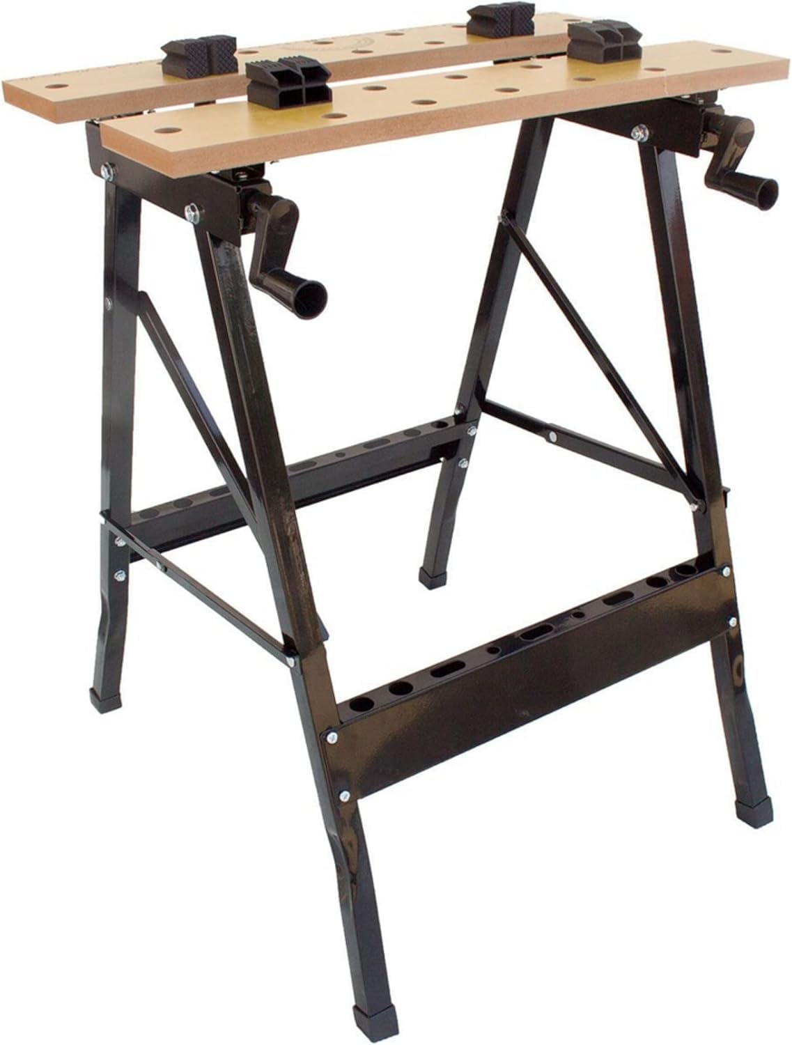 Banco da Lavoro Richiudibile Pieghevole Acciaio e Legno 4 Ganasce 620x560x765mm Portata Max 100KG ideale per lavori domestici, officine e cantieri
