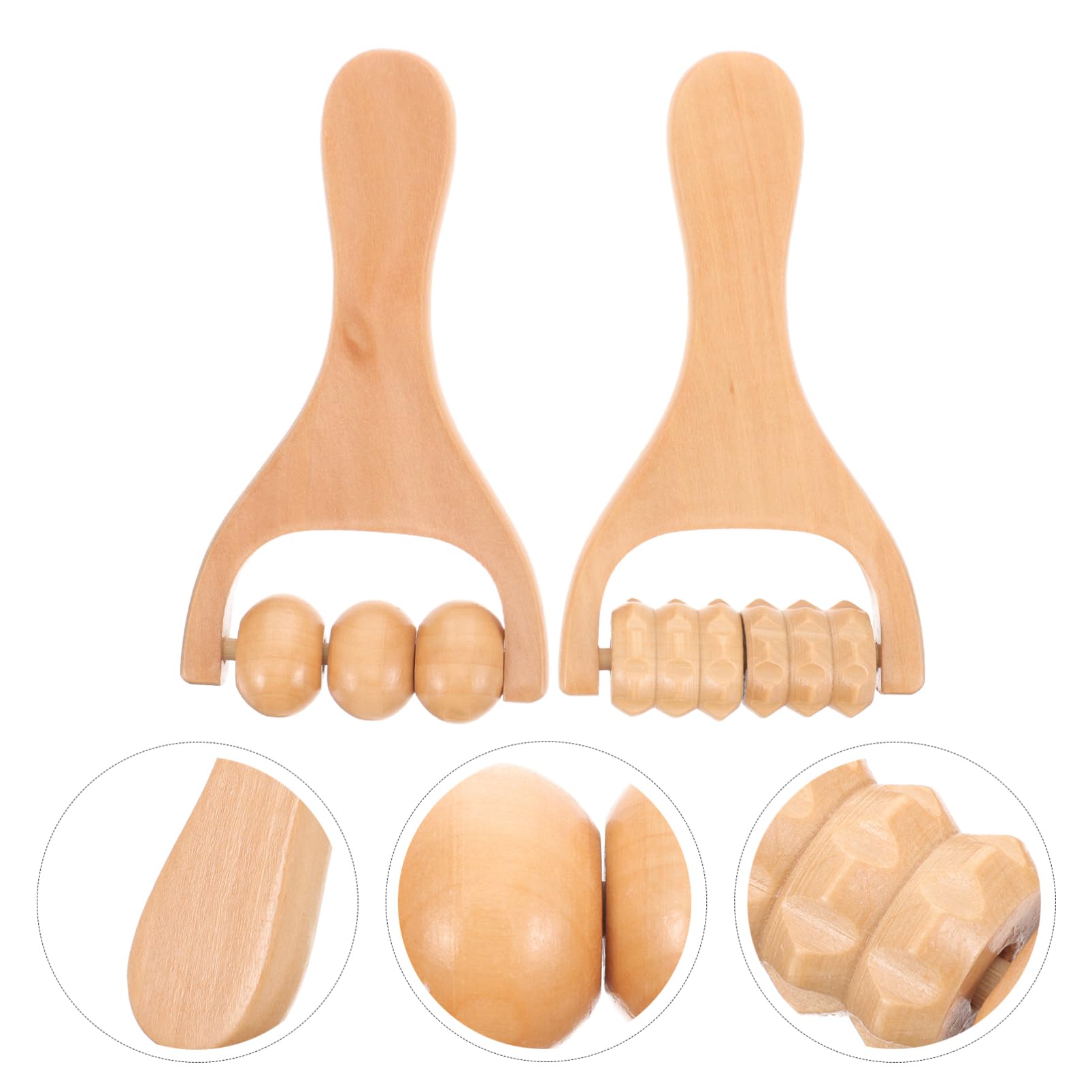 Masajeador Rodillo 2 Piezas de Madera, Herramienta Redonda | Color Caqui, Agarre Cómodo y Superficie Lisa, Ligero para Llevar de Viaje y Usar mientras Escuchas Música